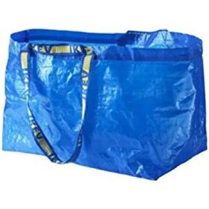 IKEA Frakta Three (3) Oversized Blue Reusable Shopping Laundry Tote Bag …
